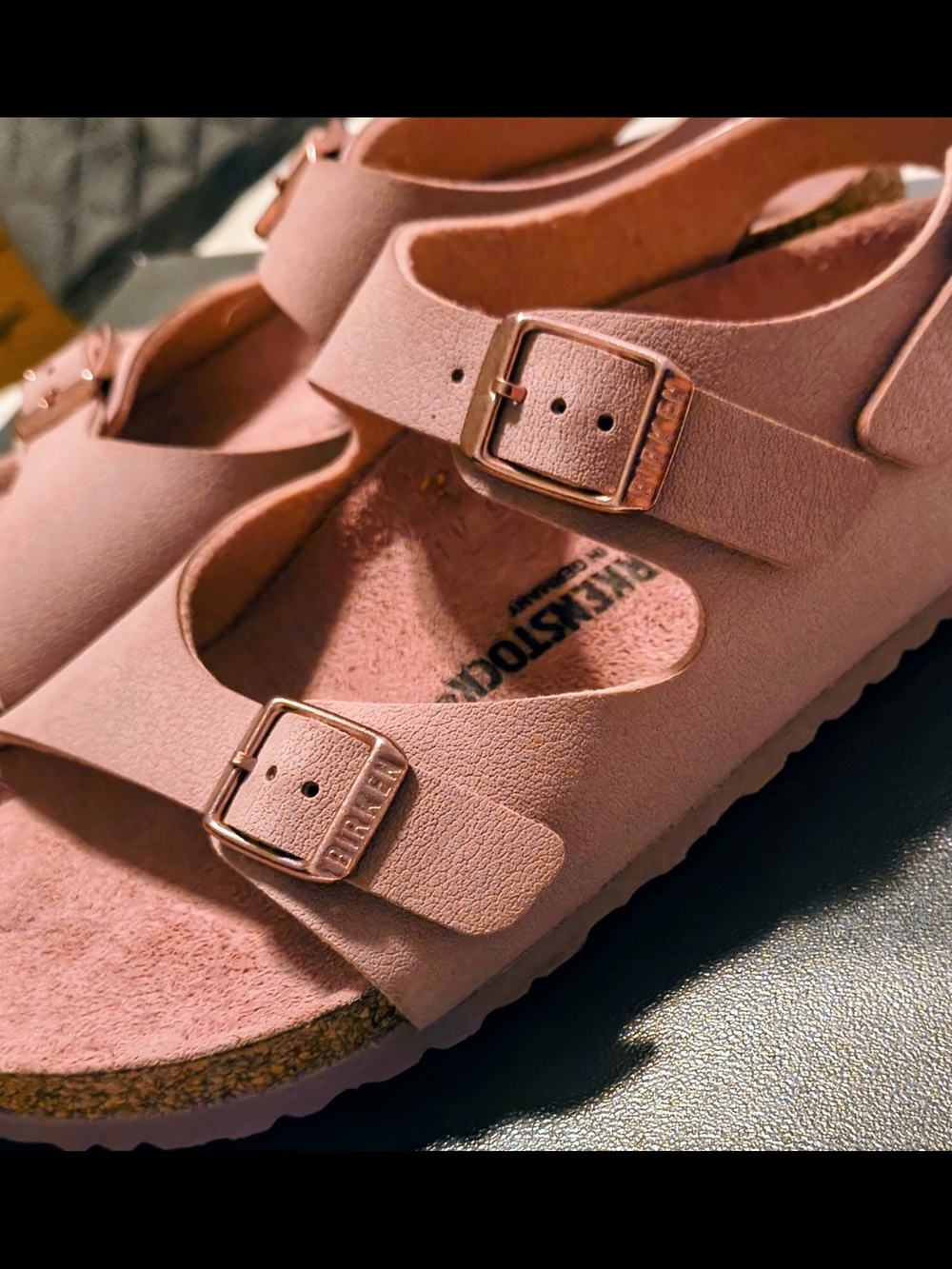 Birkenstock Youth Three Strap Pink Suede Sandal Size 3.5